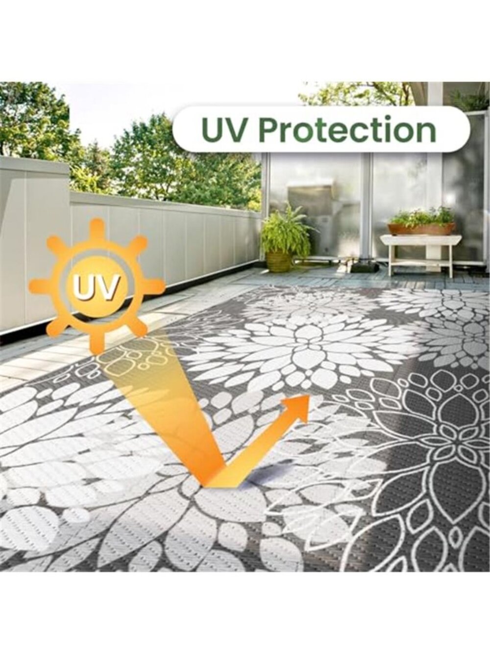 Outdoor Rug Waterproof Outdoor Plastic Straw Rug Reversible Patio Rug Reversible - Picture 7 of 7
